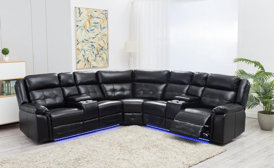 Philip Black 3 Pc Power Reclining Sectional