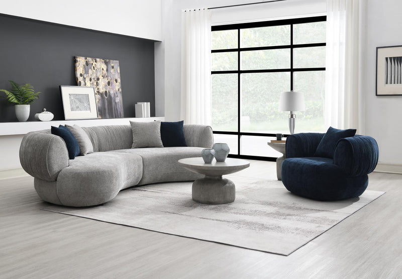 Colección de sala de estar seccional Azura gris claro