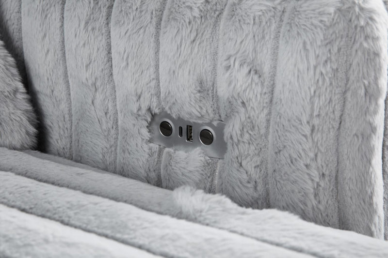 GRAY CORDUROY POWER 4 SEATER SOFA