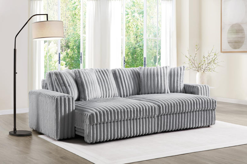 GRAY CORDUROY POWER 4 SEATER SOFA