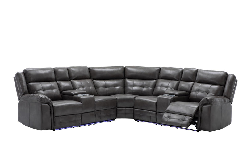 Seccional reclinable eléctrico Philip Gray de 3 piezas
