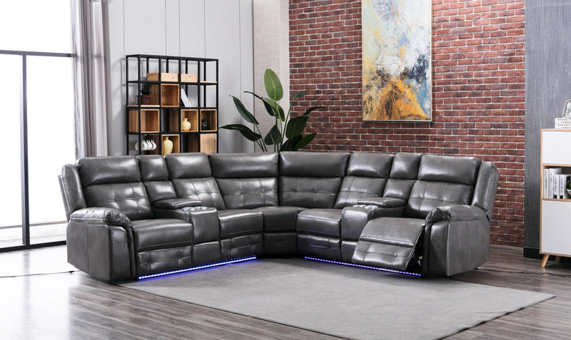 Seccional reclinable eléctrico Philip Gray de 3 piezas