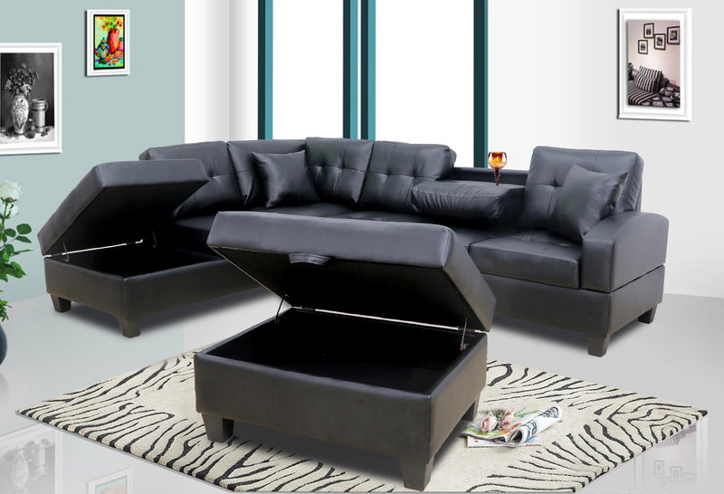 Alessia Black Sectional Living Room Collection