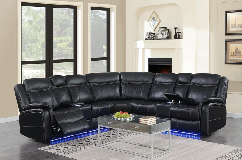 Seccional reclinable eléctrico de 3 piezas Henry Black