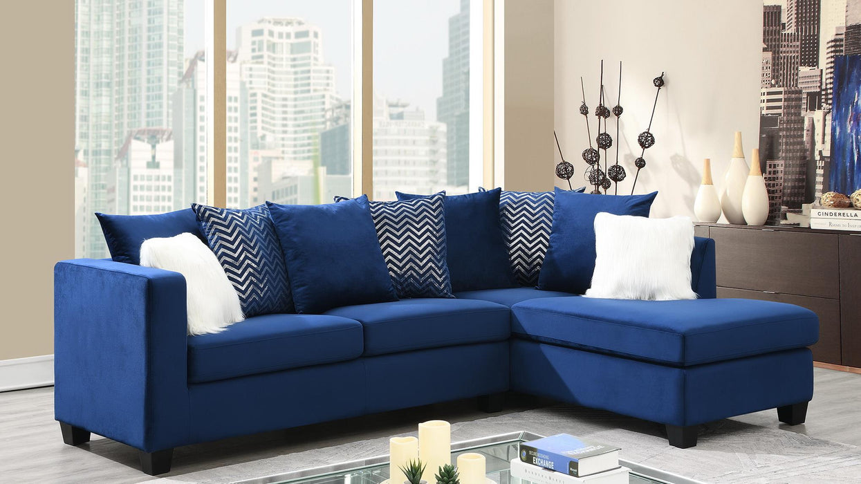 Navy Blue Velvet 2 Pc Sectional