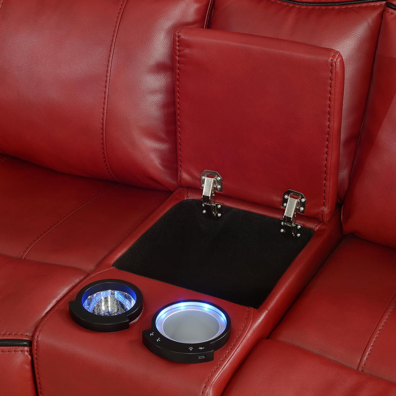 Seccional reclinable eléctrico Henry Red de 3 piezas