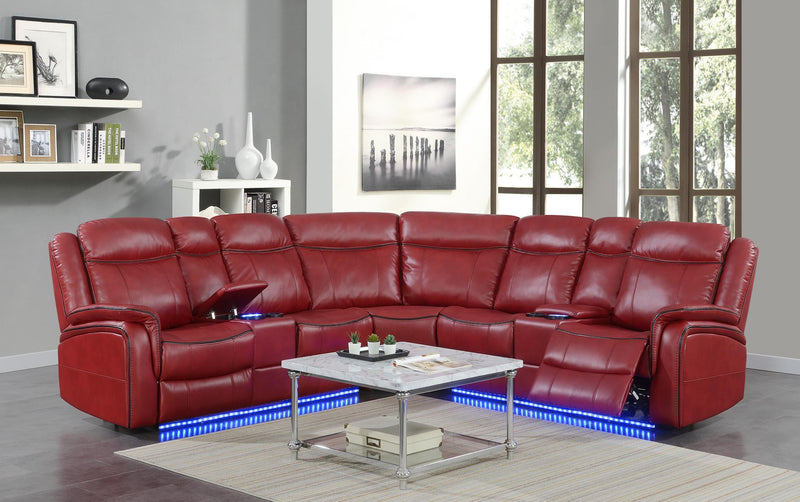 Seccional reclinable eléctrico Henry Red de 3 piezas