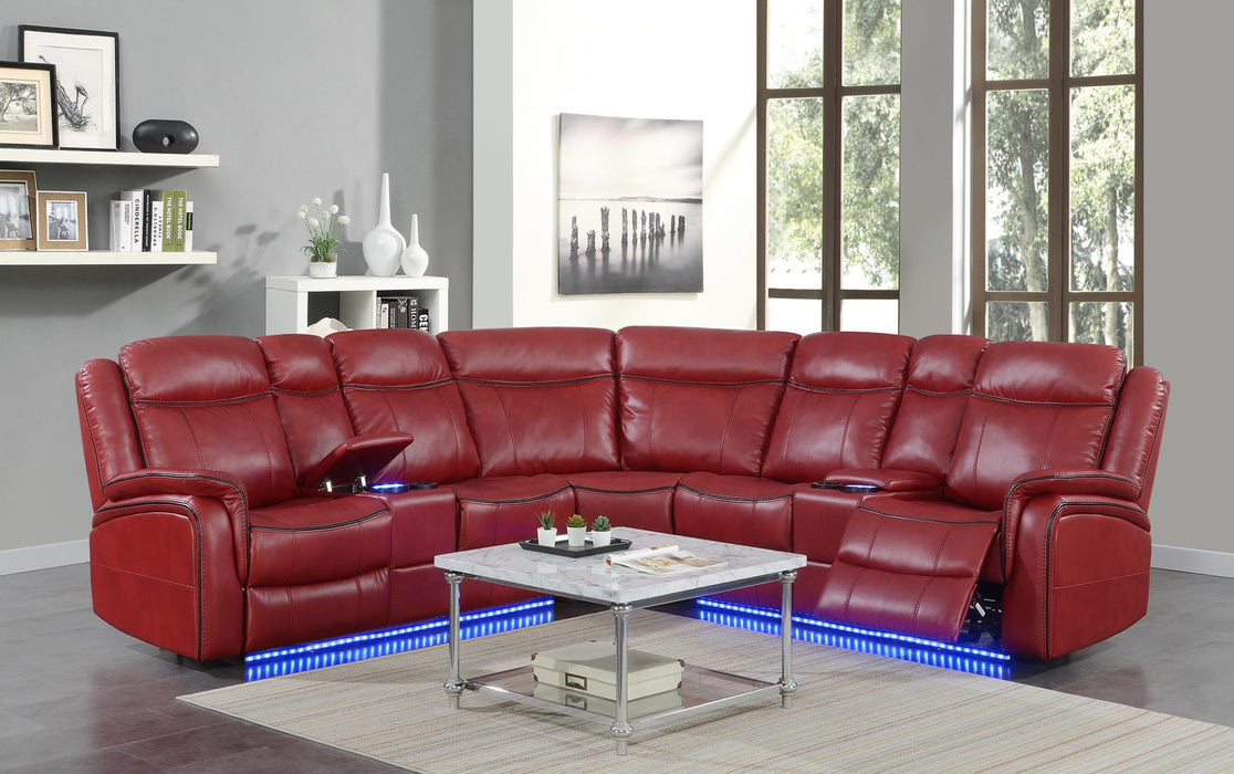 Henry Red 3 Pc Power Reclining Sectional (2 Pwr)