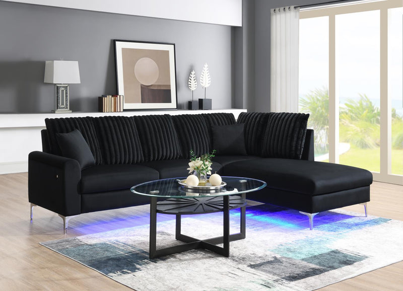 SECCIONAL LED NEGRO DE 2 PIEZAS