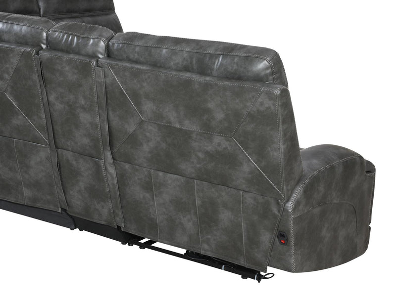 Seccional reclinable eléctrico Elmer de 6 piezas, gris carbón