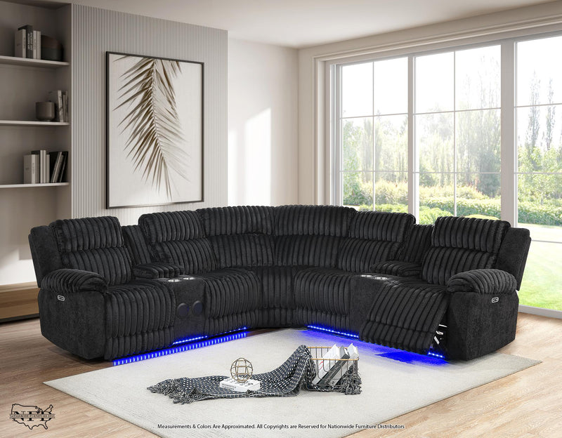 Anthem Black Corduroy Power Motion Reclining Sectional 3 Piece