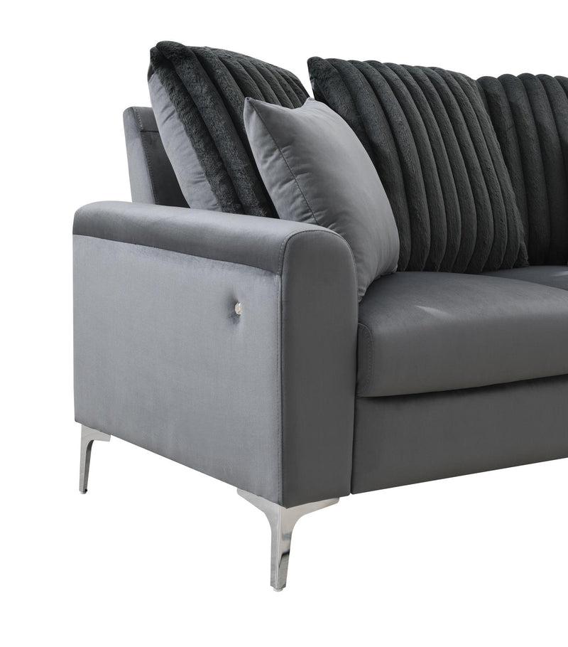 SECCIONAL GRIS DE 2 PIEZAS CON LUZ LED