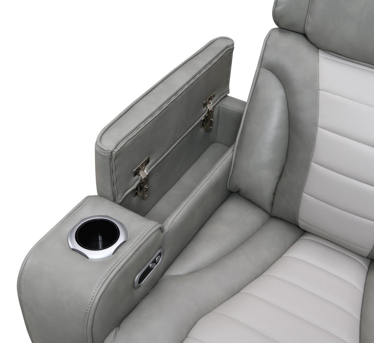 GRAY/WHITE POWER 3 PC SECTIONAL W/BLUETOOTH SPEAKER, AND WIRELESS CHARGER