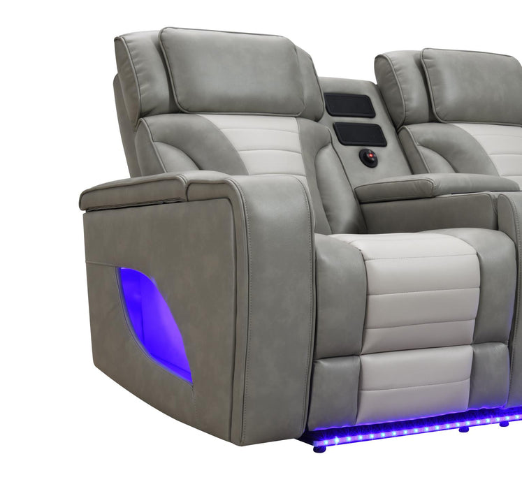 GRAY/WHITE POWER 3 PC SECTIONAL W/BLUETOOTH SPEAKER, AND WIRELESS CHARGER