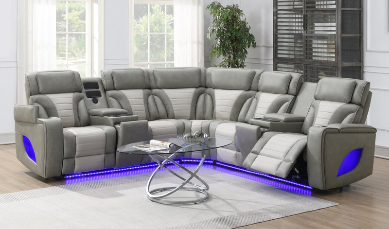 Dawn Two Tone Gray Power Reclining Sectional