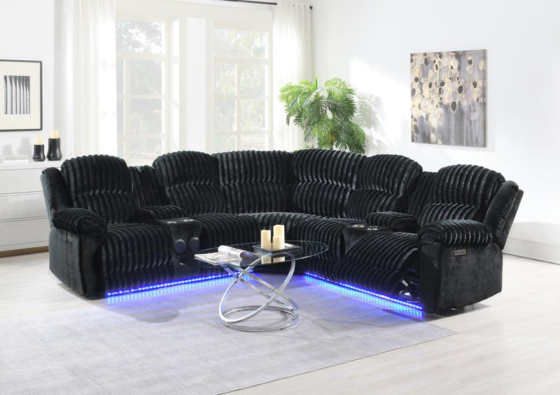 Great Black Power Reclining Sectional