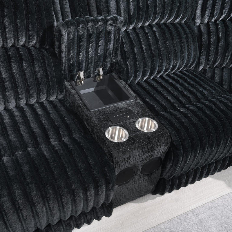 Great Black Power Reclining Sectional