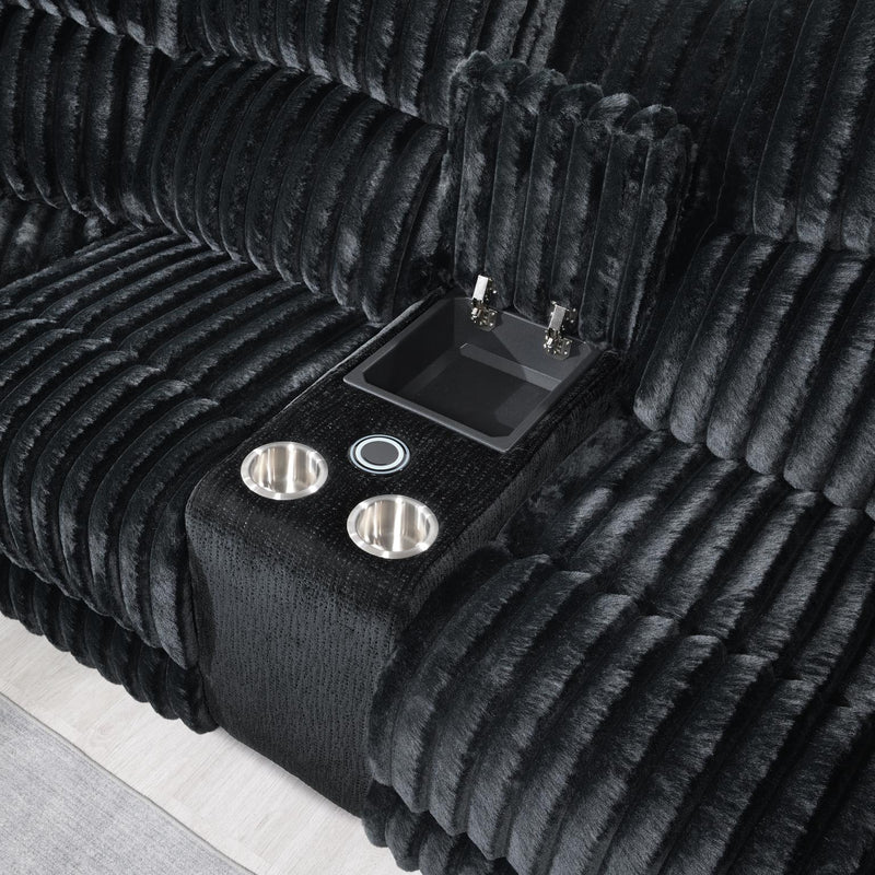 Great Black Power Reclining Sectional