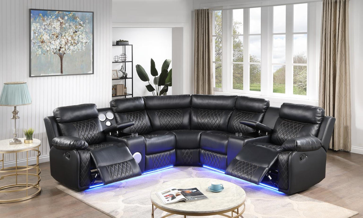 Black Motion 3 Pc Sectional W/Bluetooth Speaker