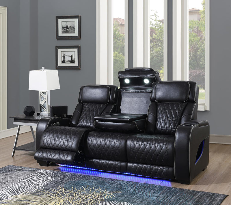 Portia Black Sofa Living Room Collection
