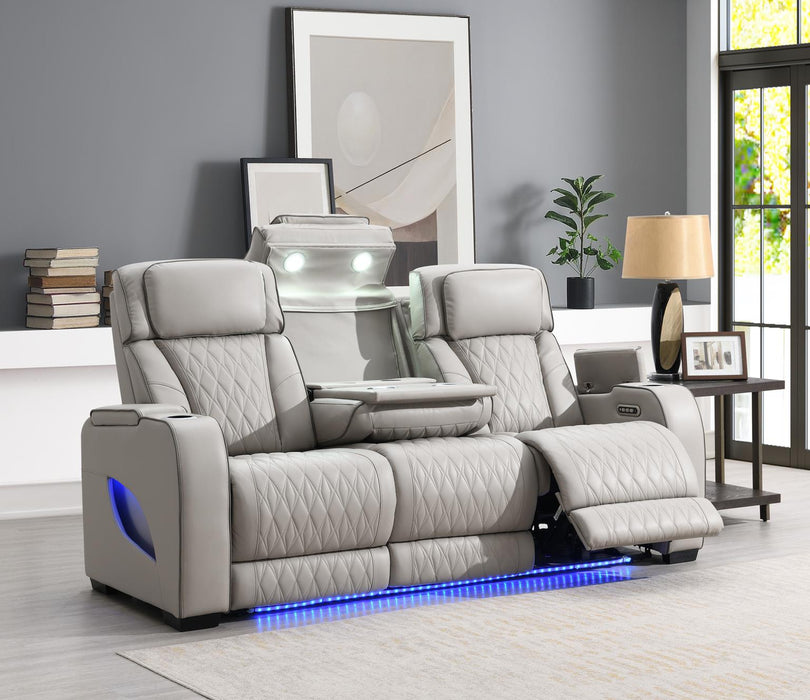 Portia Gray Power Reclining Sofa-Power Reclining Loveseat Living Collection