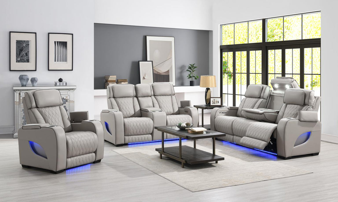 Portia Gray Power Reclining Sofa-Power Reclining Loveseat Living Collection