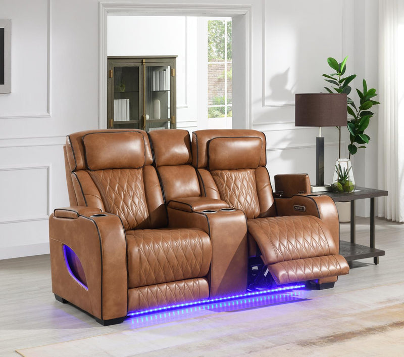 Colección de sala de estar Portia Brown Loveseat