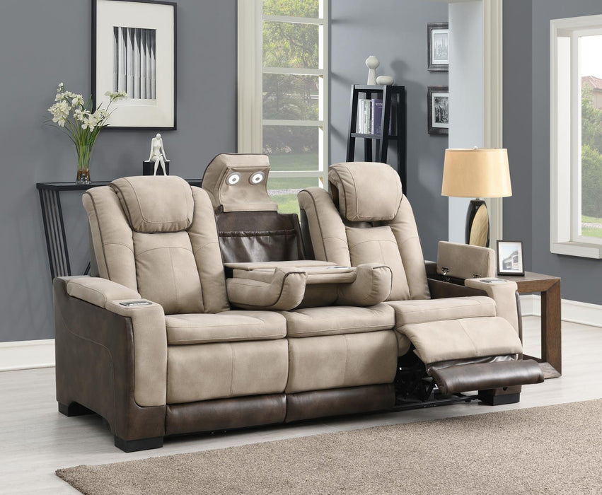 Sand Power Reclining W/Pwr Headrest, Storage Arms/Usb And Wireless Charger Loveseat