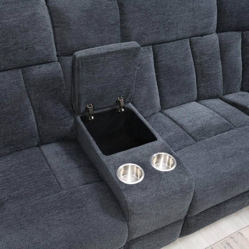 Seccional Faustina Navy Gray Motion de 3 piezas