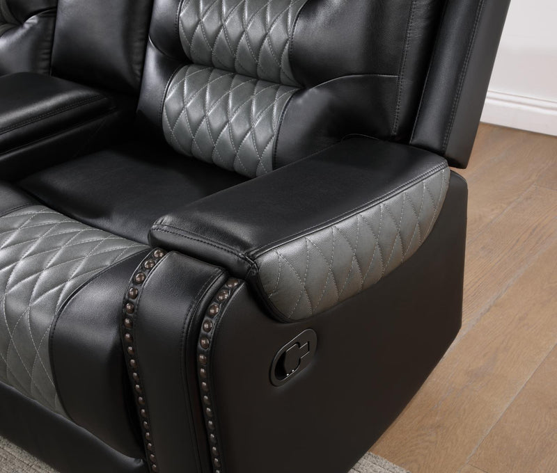 Vanessa Black 3 Pc Reclining Sectional