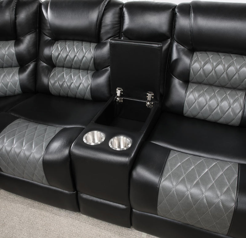 Vanessa Black 3 Pc Reclining Sectional