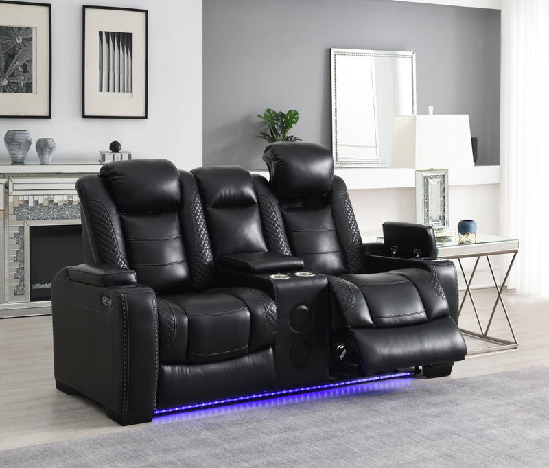 Colección de sala reclinable Hunnley Black Power