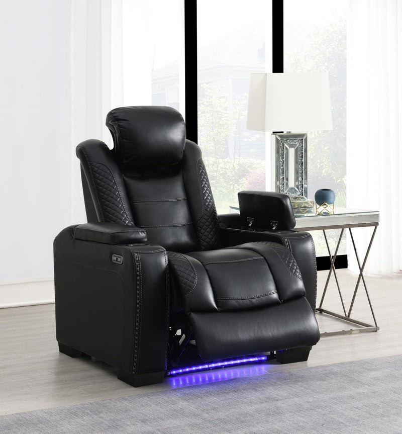 Colección de sala reclinable Hunnley Black Power