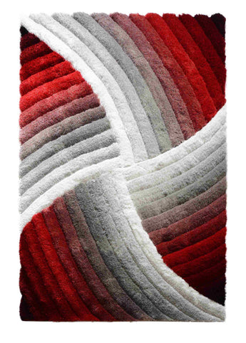 3D SHAGGY Rug  Design Z009 Red-Black-White 5x8 (5'2x7'5