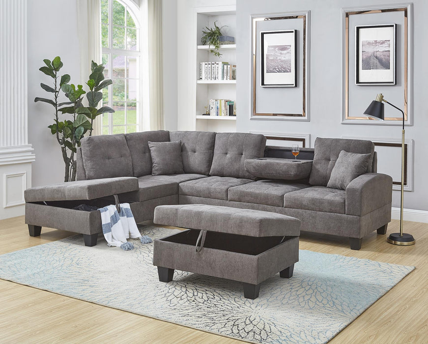 Gray Fabric 2 Pc Sectional