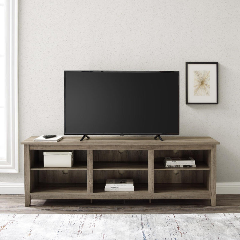 Essential Rustic Tv Stand Grey Wash Finish